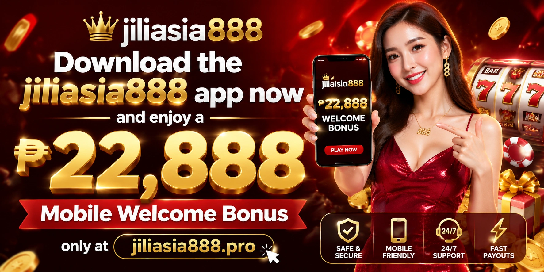 Casino bonus banner with welcome offer details