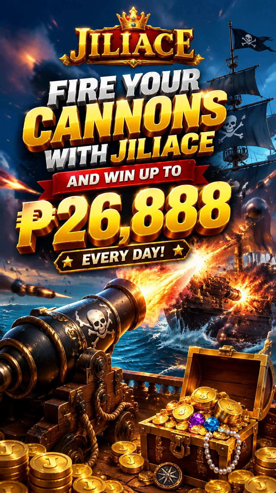 Ocean-themed fishing game with bright fish targets